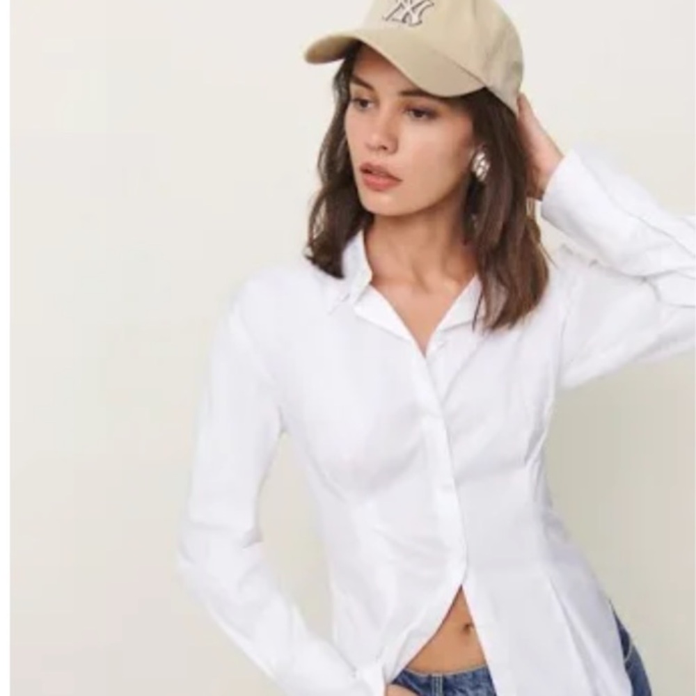 Reformation White Button Down Shirt